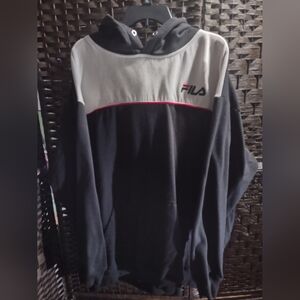 Fila Men's Big & Tall Classic Pullover Hoodie Black White  5XL